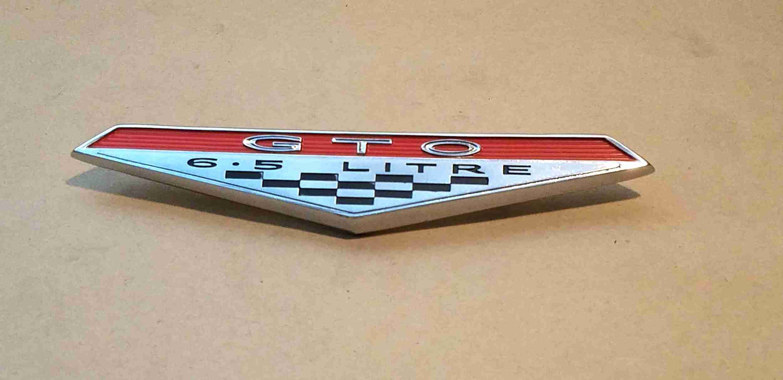 1964-68 GTO T/8 6.5 Ltre Front Fender Emblem