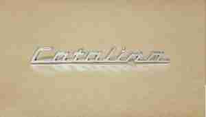 1955-56 2dr Hardtop Roof Panel Molding “Catalina” Name Plate, gold-plated