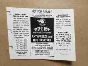 1961-69 Decal, Kleer-View Windshield Washer (GM# 540064), 1961-69..