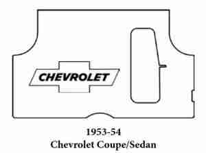 1953-54 Chevrolet Trunk Rubber Floor Mat Cover with G-010 Chev Bowtie